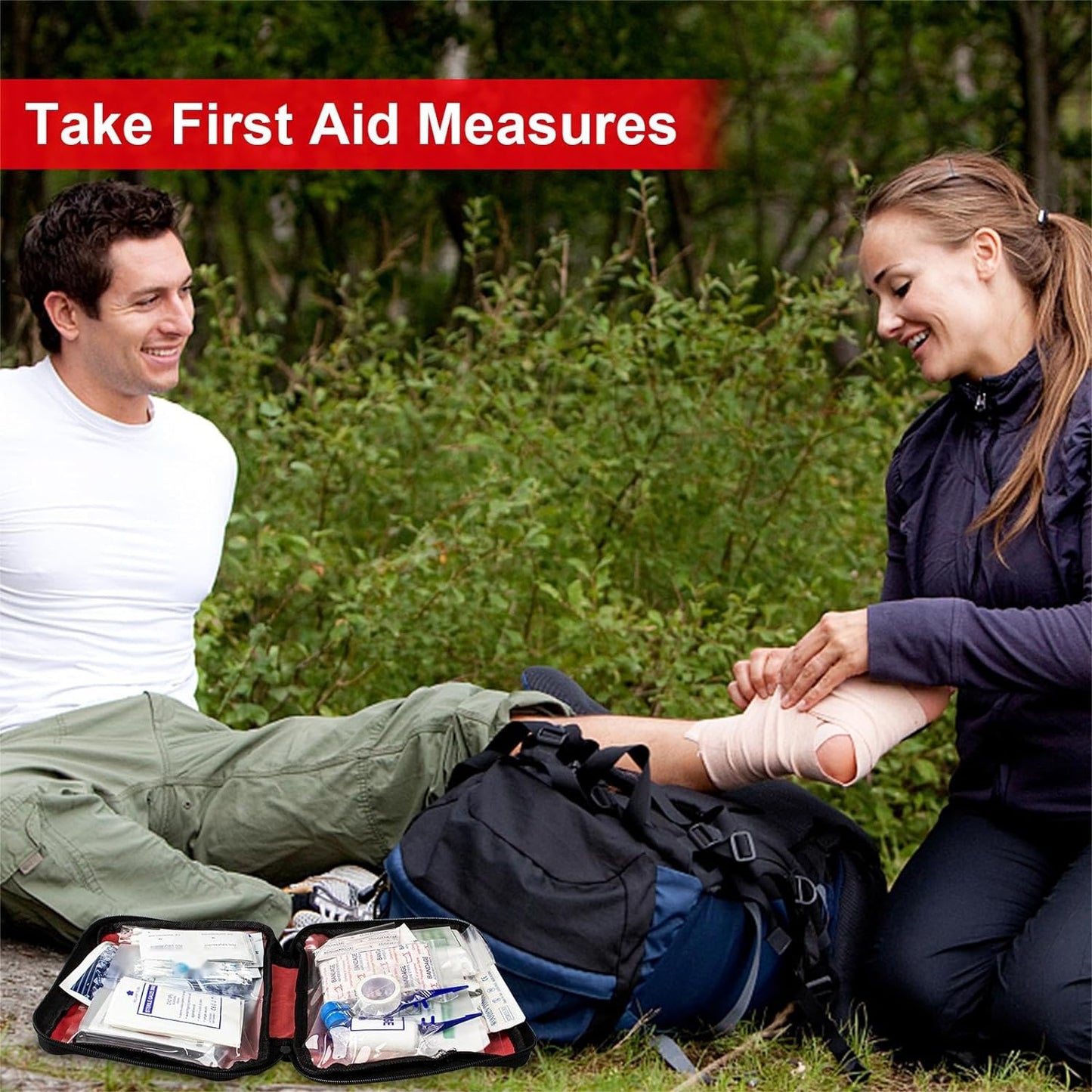 Travel-First Aid-Kit Car-Home 300PCS Survival-Kit Outdoor-Adventure - Small Portable Red Emergency Essential Sets Office Hiking Camping Business Public Must Have First Aid Gear Equipment
