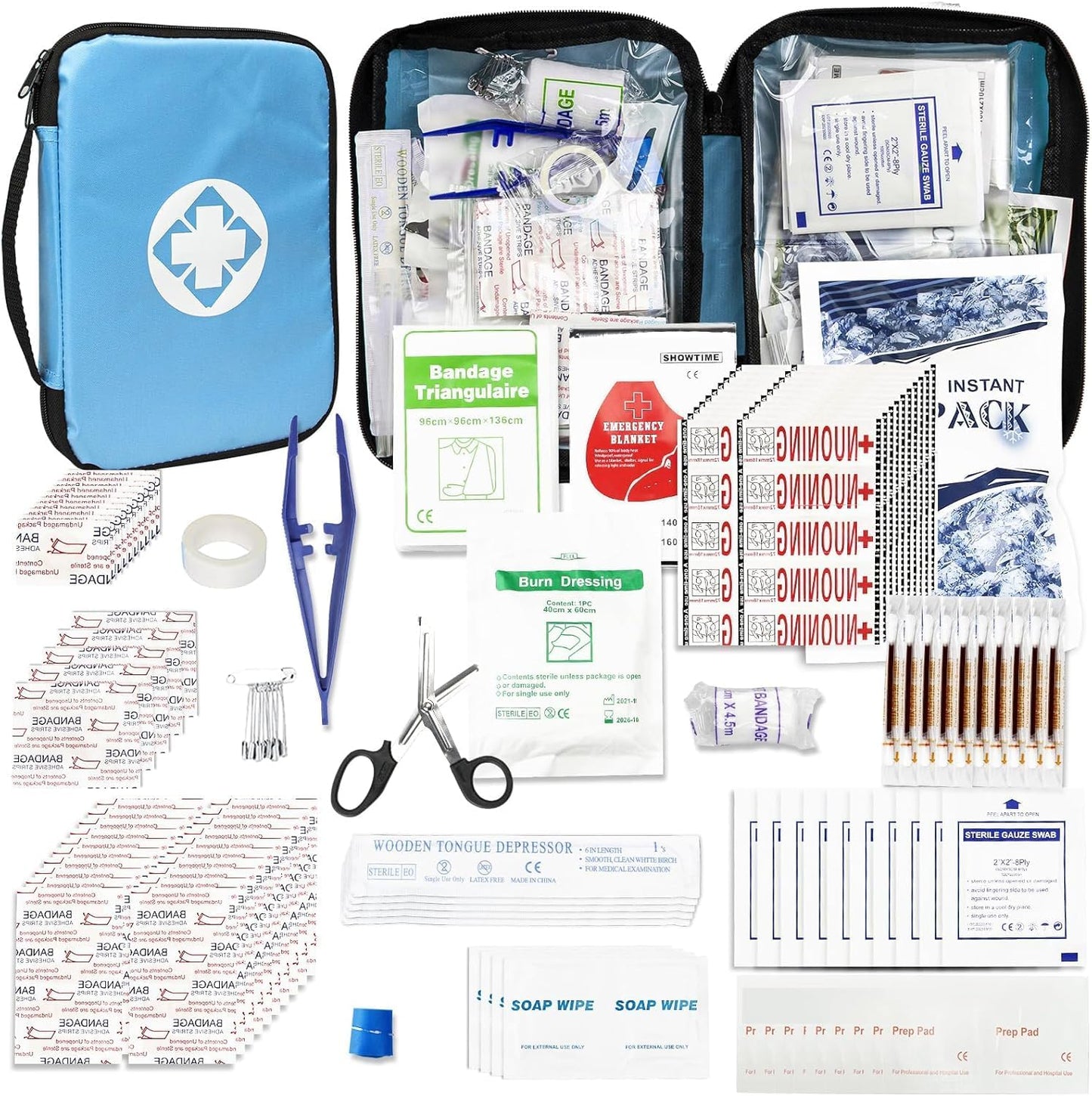 Travel-First Aid-Kit Car-Home 300PCS Survival-Kit Outdoor-Adventure - Small Portable Red Emergency Essential Sets Office Hiking Camping Business Public Must Have First Aid Gear Equipment