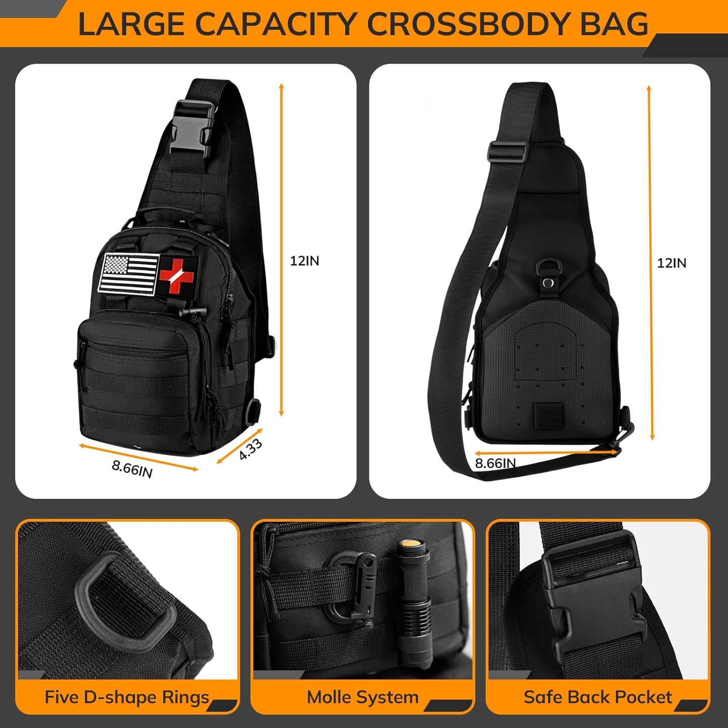 Survival First Aid Kit with Molle Crossbody Bag & Emergency Tent, 250Pcs Survival Tools Tactical Gear and Trauma Bag, for Earthquake, Bug Out, Outdoor Adventure, Gifts for Men Father’S Day Dads