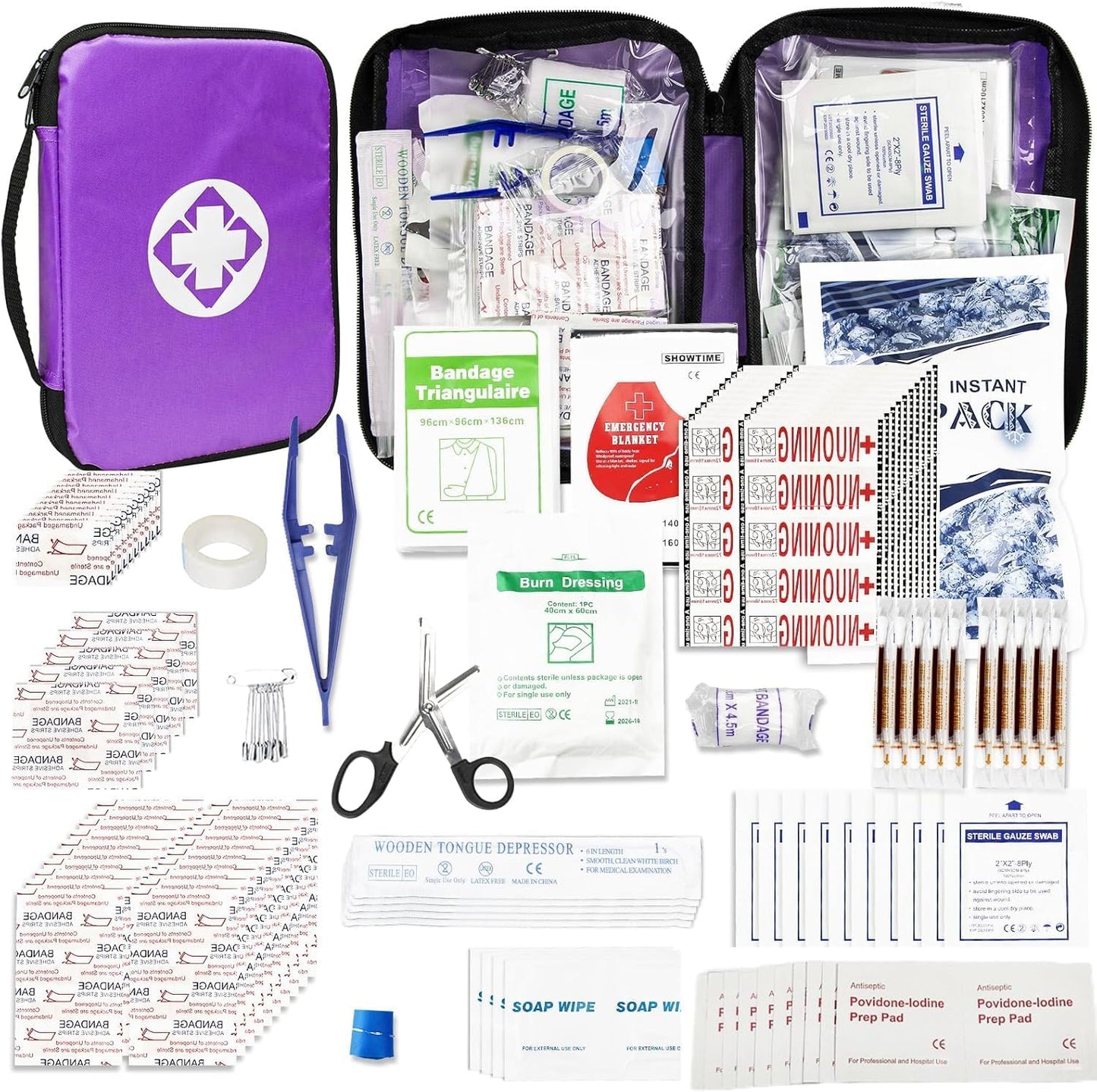 Travel-First Aid-Kit Car-Home 300PCS Survival-Kit Outdoor-Adventure - Small Portable Red Emergency Essential Sets Office Hiking Camping Business Public Must Have First Aid Gear Equipment