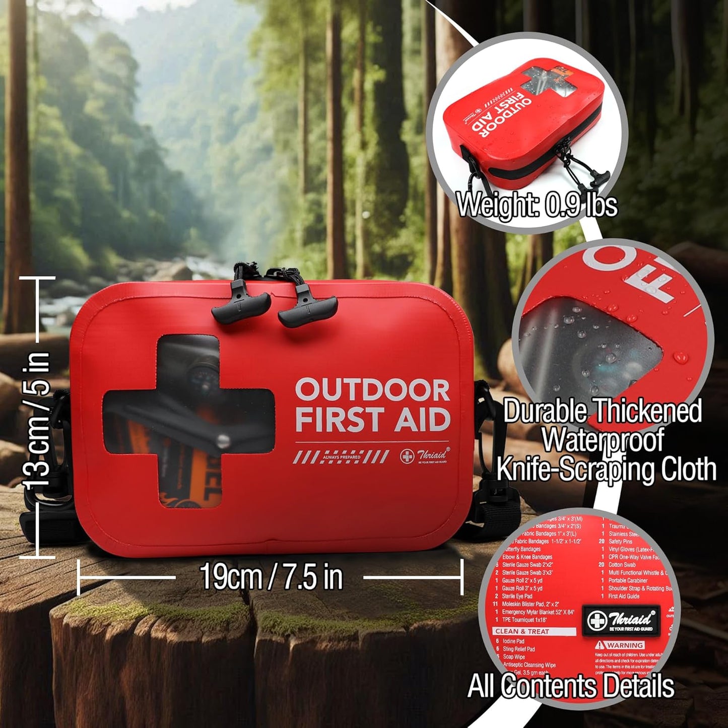 152 PCS Waterproof First Aid Kit, Portable Small Boat Dry Bag Bug Out Bag, Emergency Medical Kit Ideal for Boating, Camping, Fishing, Kayaking, Floating, Red