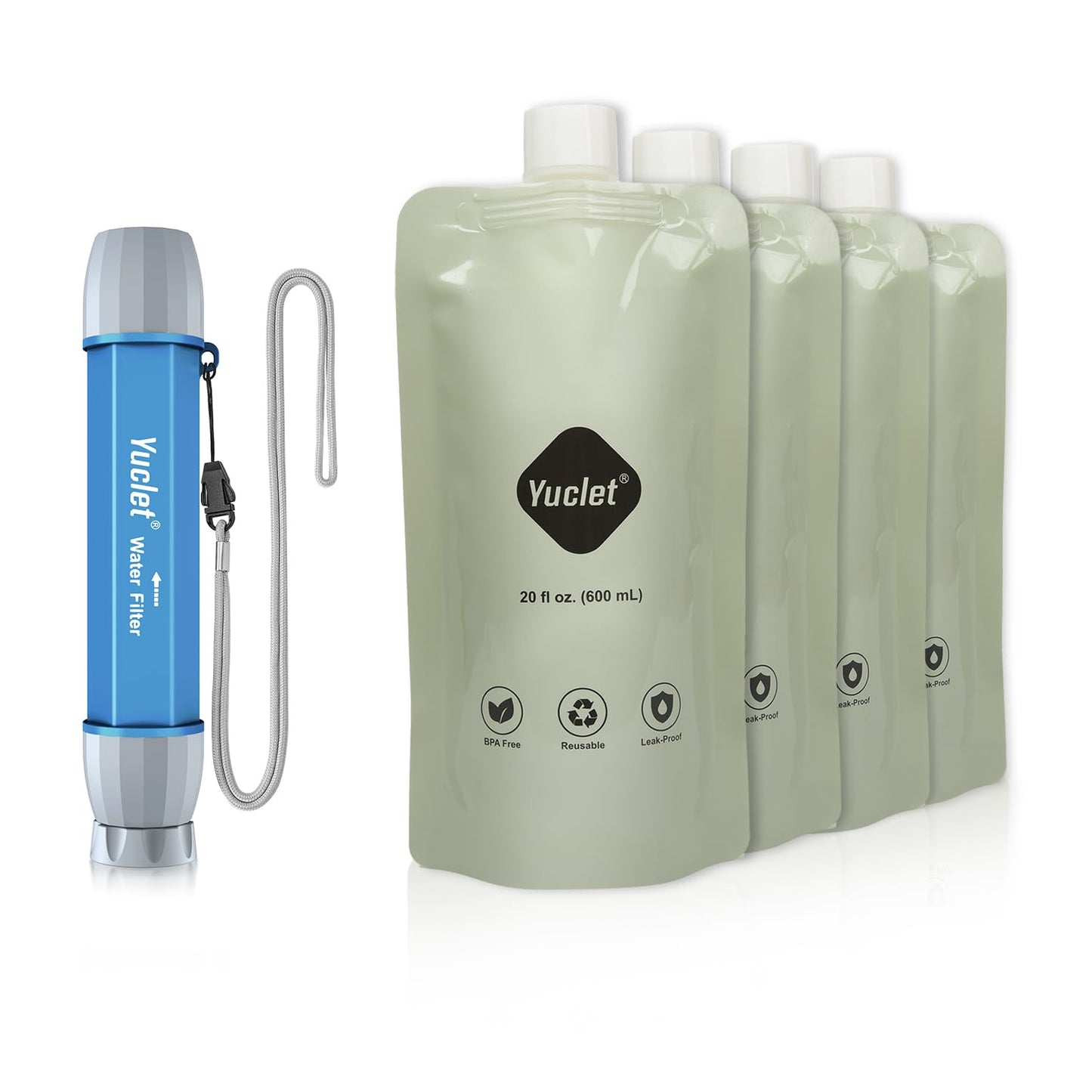 Gravity Water Filter System W/ 2-Gal Bag & 0.1-Micron Water Filter Straw, Gravity-Fed Water Filtration System Water Purifier Survival for Camping, Backpacking, Hiking & Emergency Preparedness