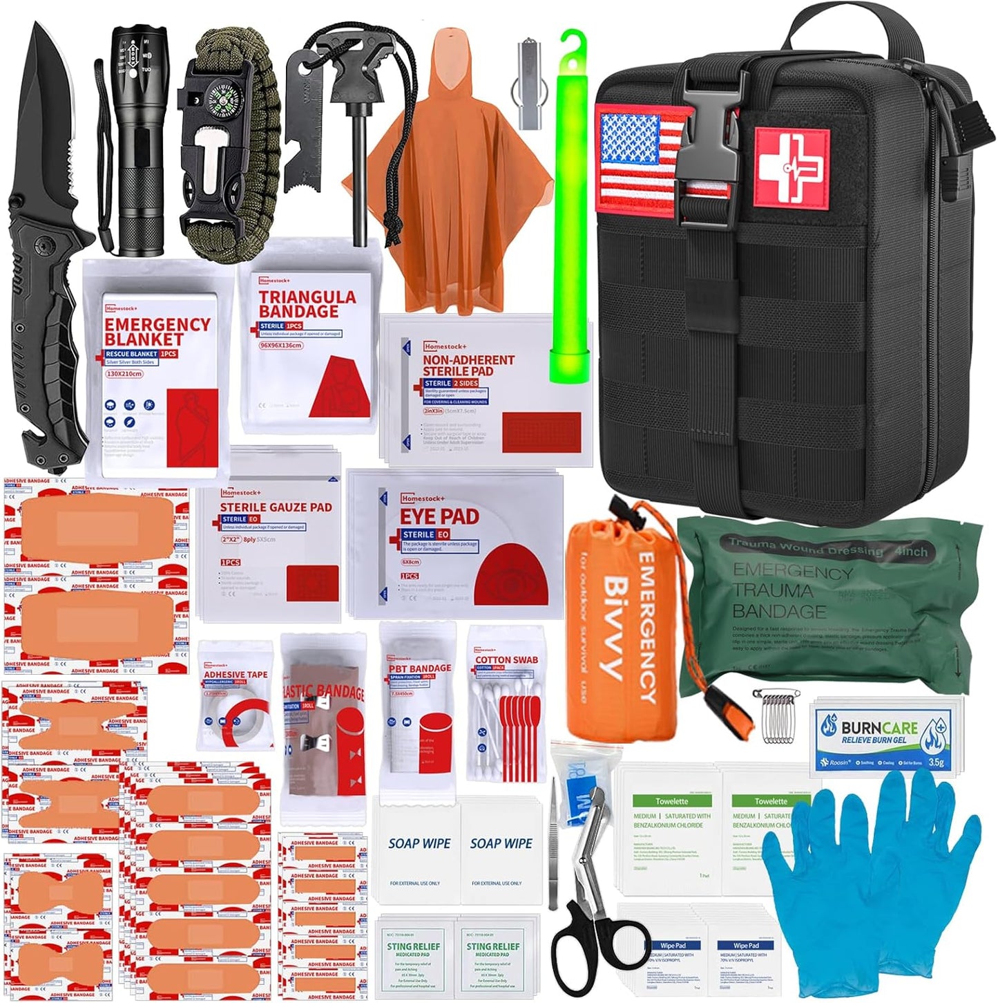First Aid Kit,Survival Gear Outdoor Tactical Gear Set Military Grade Molle System for Camper Travel Hunting Hiking and Adventures(Red)