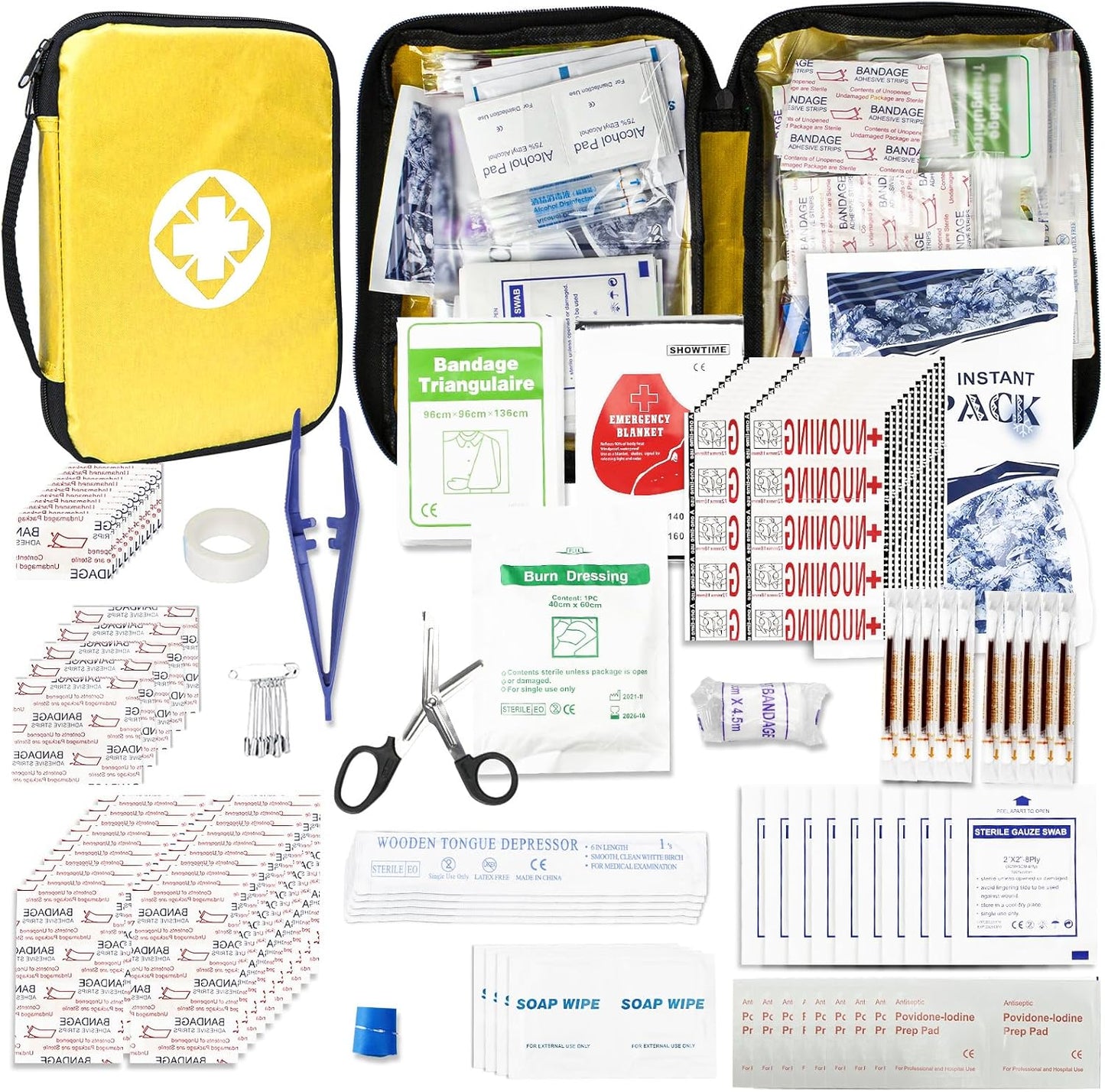 Travel-First Aid-Kit Car-Home 300PCS Survival-Kit Outdoor-Adventure - Small Portable Red Emergency Essential Sets Office Hiking Camping Business Public Must Have First Aid Gear Equipment
