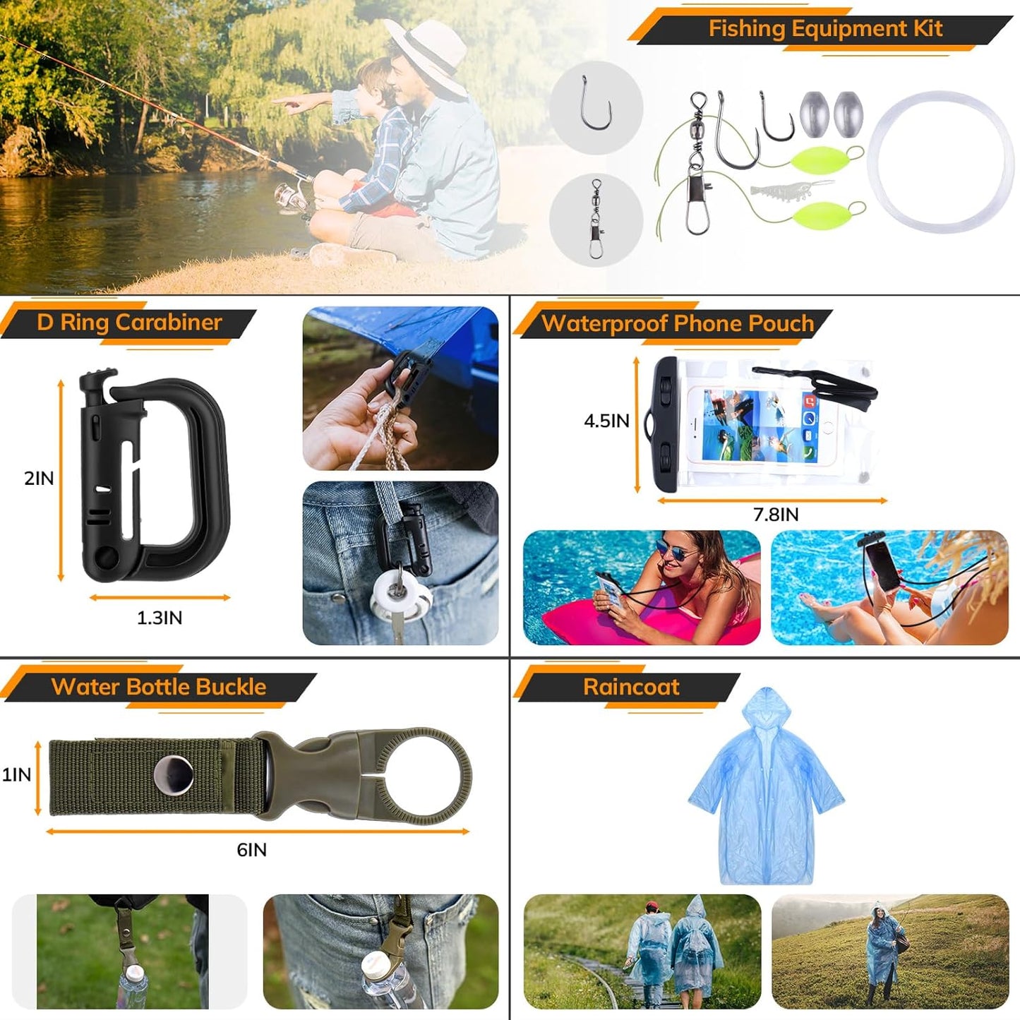 Survival First Aid Kit with Molle Crossbody Bag & Emergency Tent, 250Pcs Survival Tools Tactical Gear and Trauma Bag, for Earthquake, Bug Out, Outdoor Adventure, Gifts for Men Father’S Day Dads