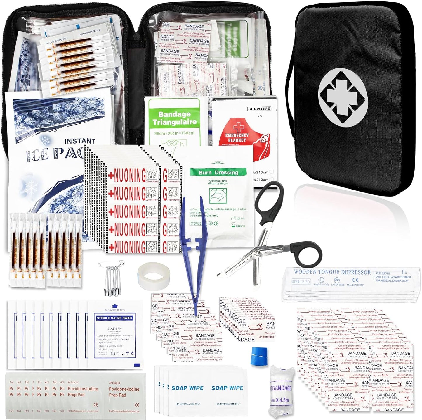 Travel-First Aid-Kit Car-Home 300PCS Survival-Kit Outdoor-Adventure - Small Portable Red Emergency Essential Sets Office Hiking Camping Business Public Must Have First Aid Gear Equipment