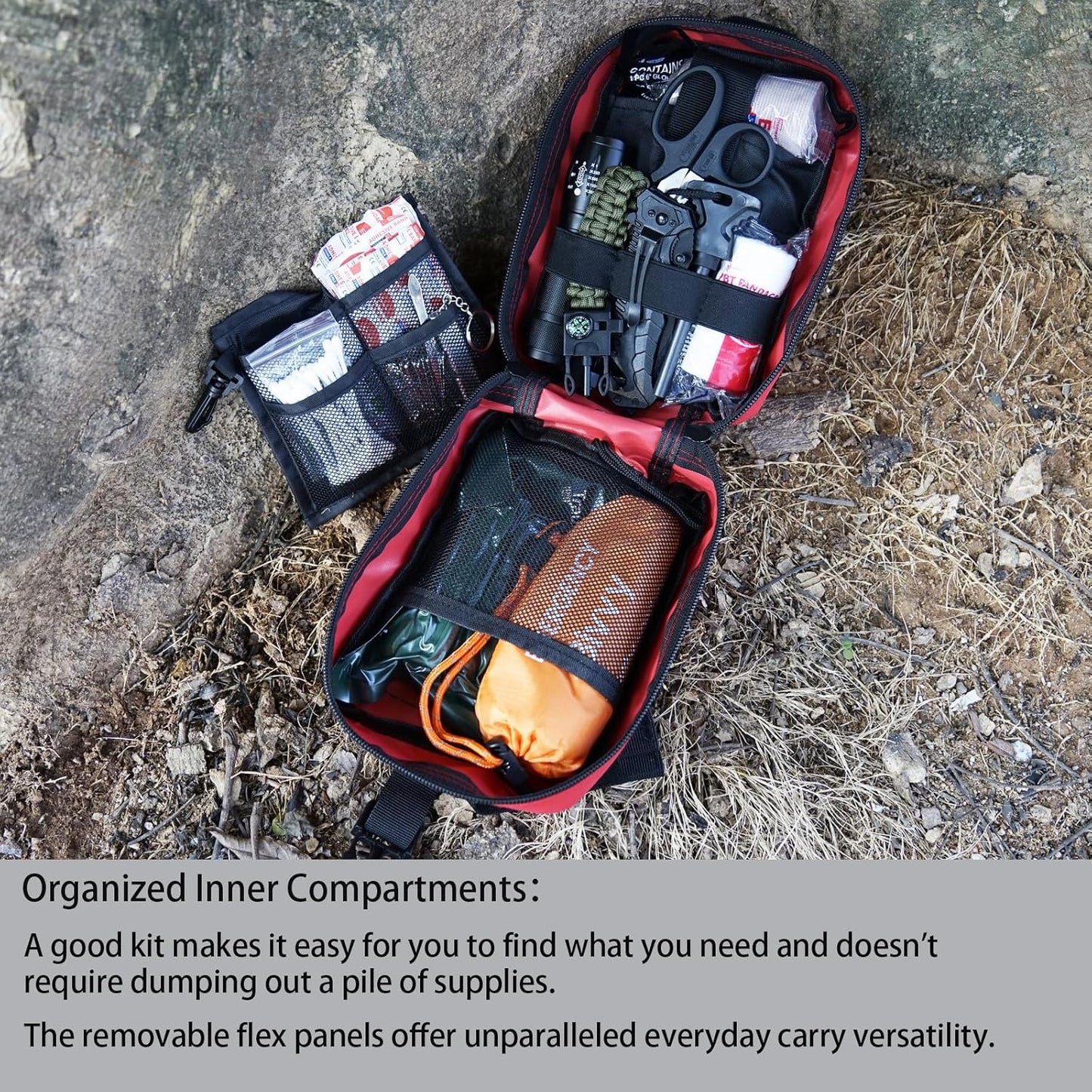 First Aid Kit,Survival Gear Outdoor Tactical Gear Set Military Grade Molle System for Camper Travel Hunting Hiking and Adventures(Red)