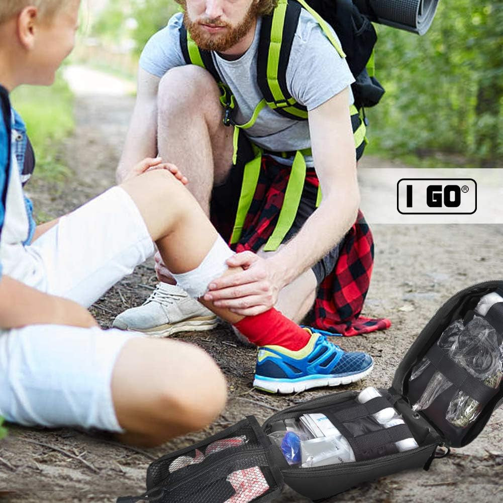 Survival First Aid Kit, 251 Pieces Compact Tactical Trauma First Aid Bag, Molle Compatible Emergency Pouch for Outdoor Camping Hiking Backpacking and Travel