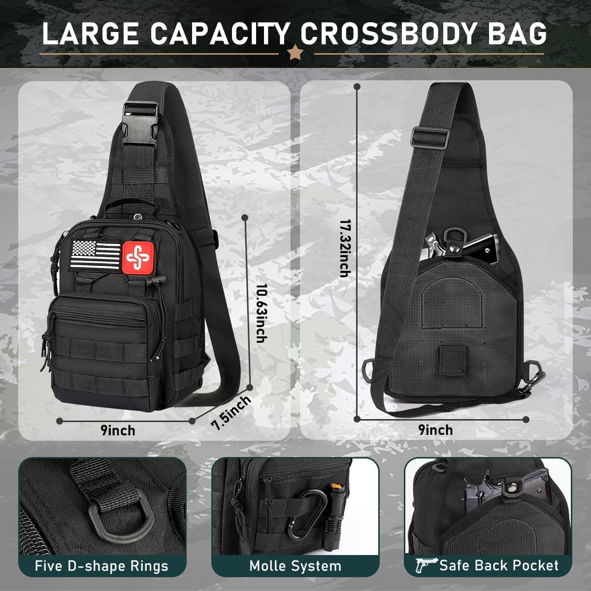 Survival Kit, 262Pcs Survival Gear and Supplies with First Aid Kit Pouch and Crossbody Bag, Emergency Kit with Tent, Camping Axe Hammer, Survival Shovel W/Pick, Bug Out Bag Gifts for Men Women