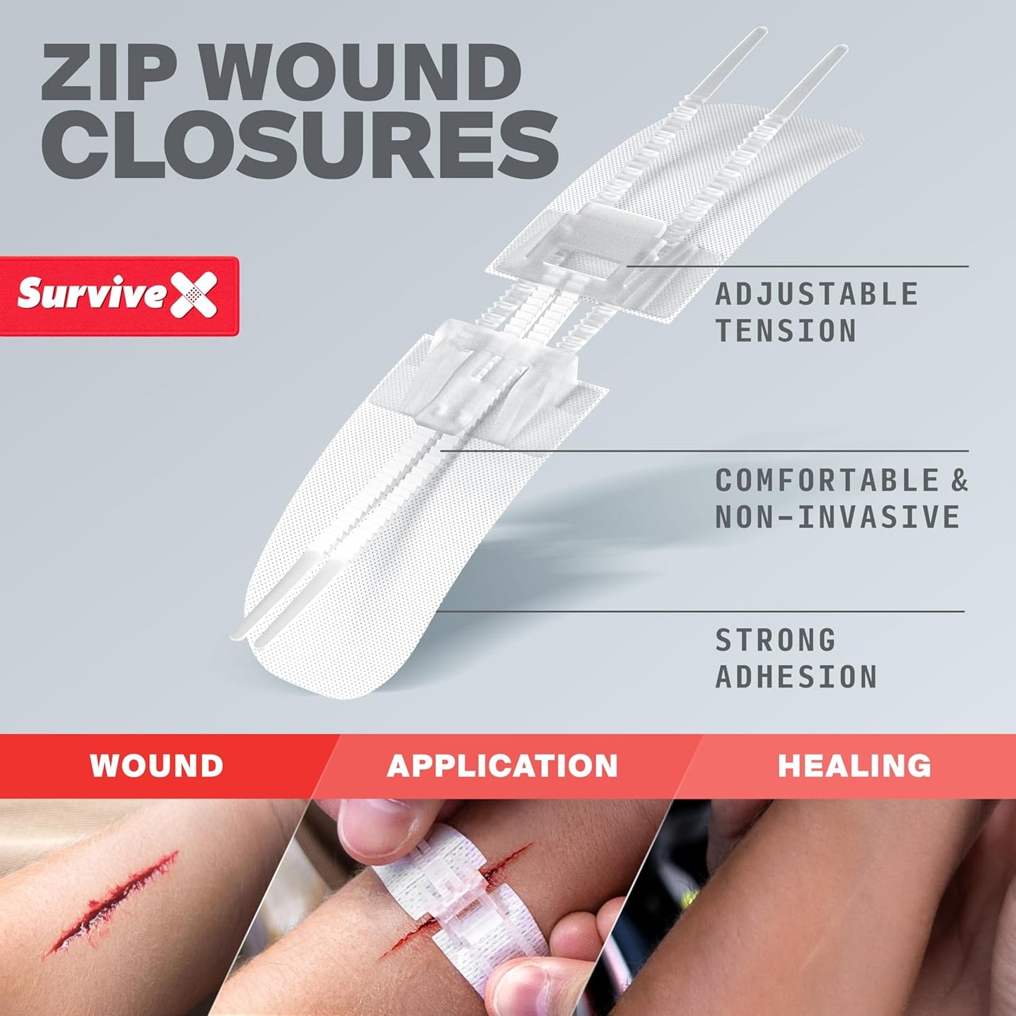Small First Aid Kit for Car, Travel & Home - Emergency Kit for Hiking, Camping, Backpacking and Outdoors - Includes Zip Stitch Wound Closure Strips - FSA HSA Approved
