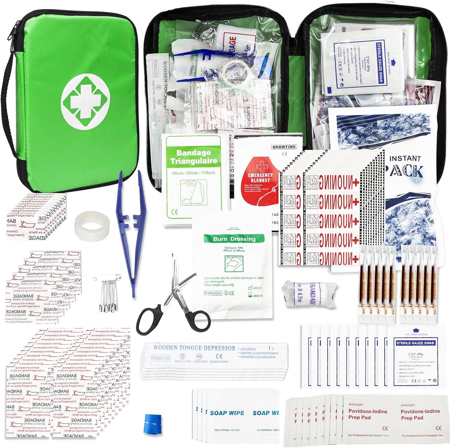 Travel-First Aid-Kit Car-Home 300PCS Survival-Kit Outdoor-Adventure - Small Portable Red Emergency Essential Sets Office Hiking Camping Business Public Must Have First Aid Gear Equipment