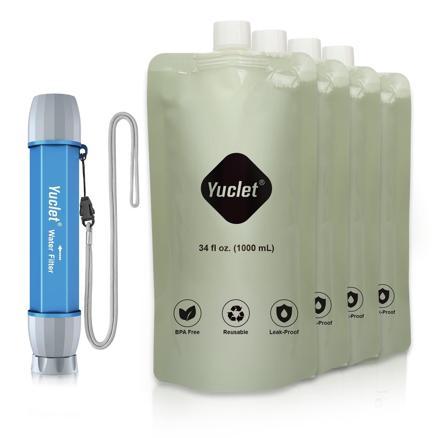 Gravity Water Filter System W/ 2-Gal Bag & 0.1-Micron Water Filter Straw, Gravity-Fed Water Filtration System Water Purifier Survival for Camping, Backpacking, Hiking & Emergency Preparedness