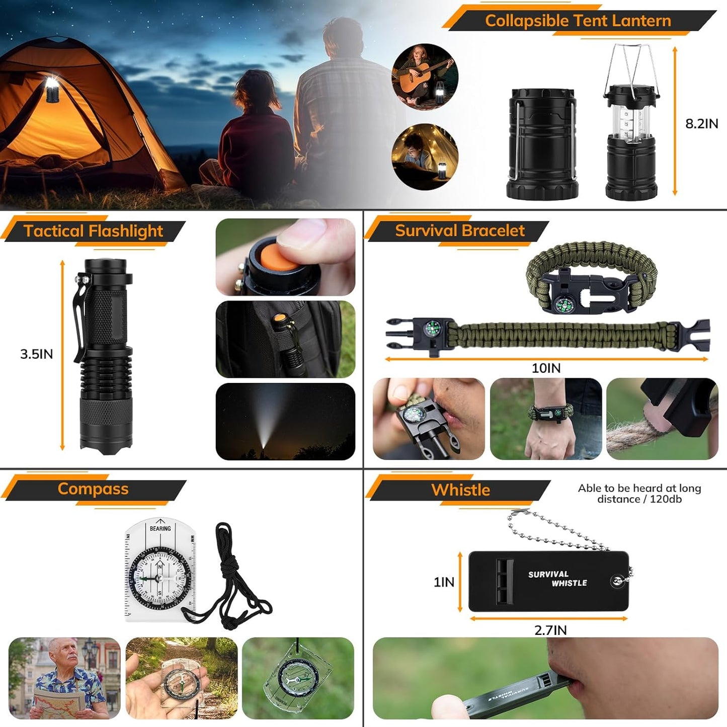 Survival First Aid Kit with Molle Crossbody Bag & Emergency Tent, 250Pcs Survival Tools Tactical Gear and Trauma Bag, for Earthquake, Bug Out, Outdoor Adventure, Gifts for Men Father’S Day Dads