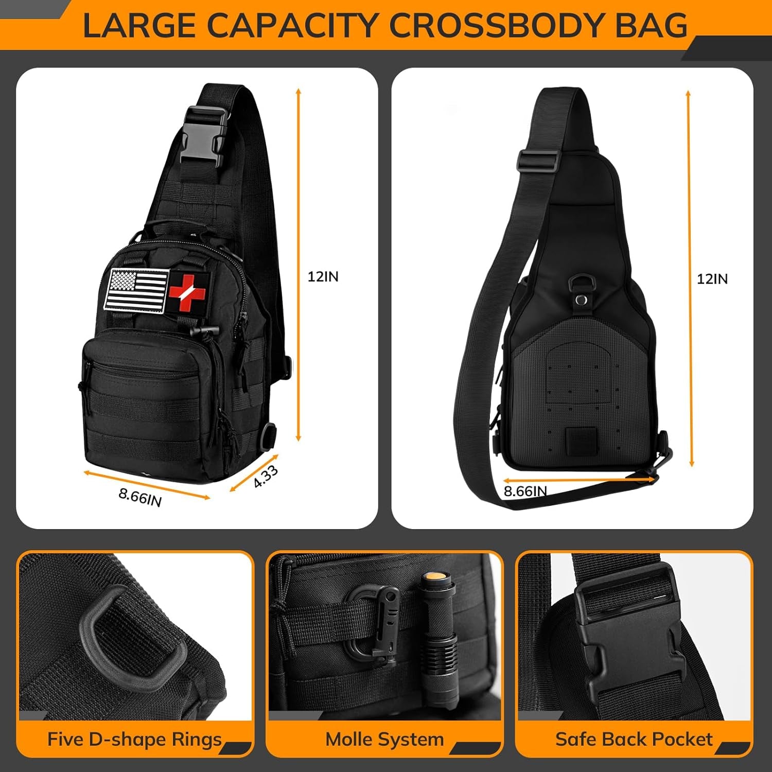 Survival First Aid Kit with Molle Crossbody Bag & Emergency Tent, 250Pcs Survival Tools Tactical Gear and Trauma Bag, for Earthquake, Bug Out, Outdoor Adventure, Gifts for Men Father’S Day Dads