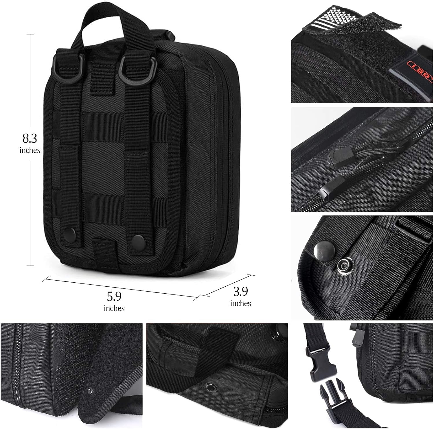 Survival First Aid Kit, 251 Pieces Compact Tactical Trauma First Aid Bag, Molle Compatible Emergency Pouch for Outdoor Camping Hiking Backpacking and Travel