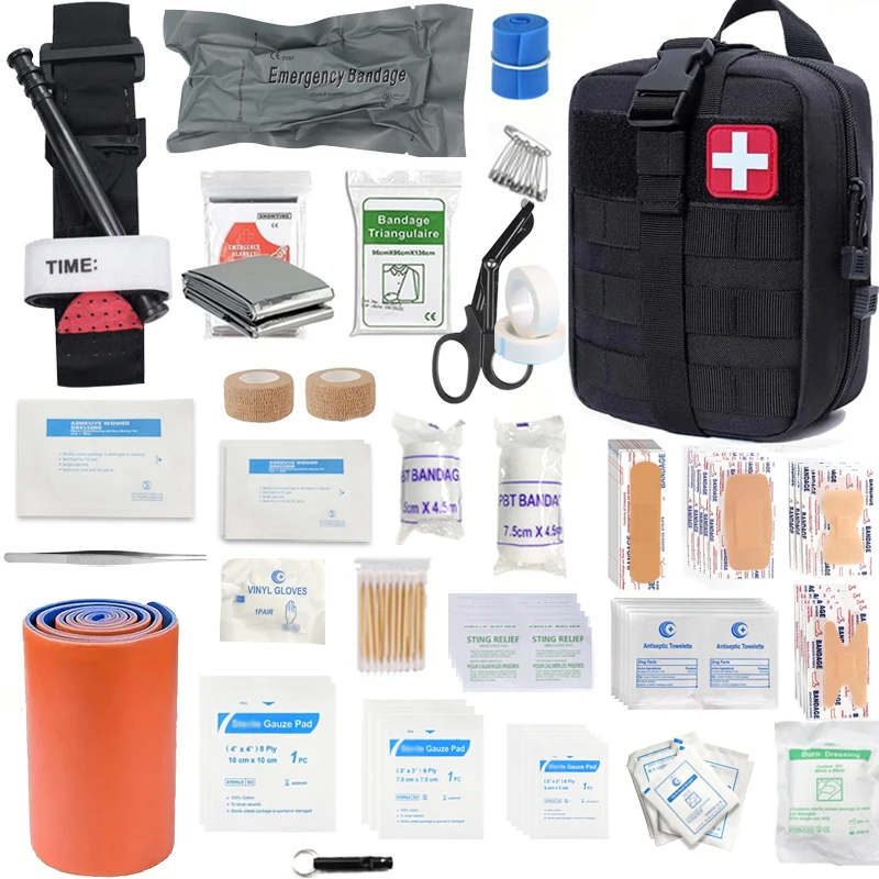 156 piece Survival First Aid Kit Tactical Military Camping Emergency Gear Bag - Image 2