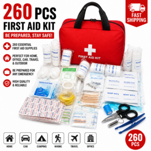 260pcs Deluxe First Aid Kit - Essential Emergency Supplies for Home, Outdoor Adventure and Camping Safety