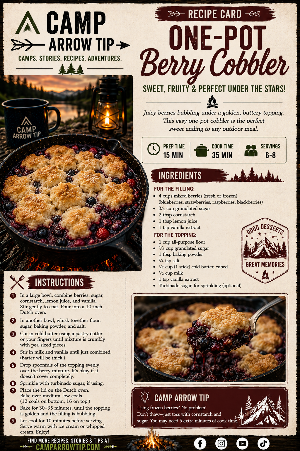 Berry cobbler recipe card