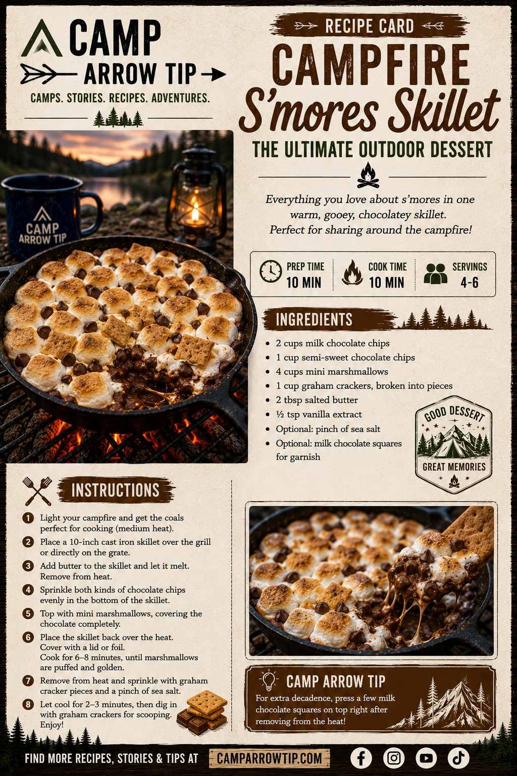 S'mores skillet recipe card