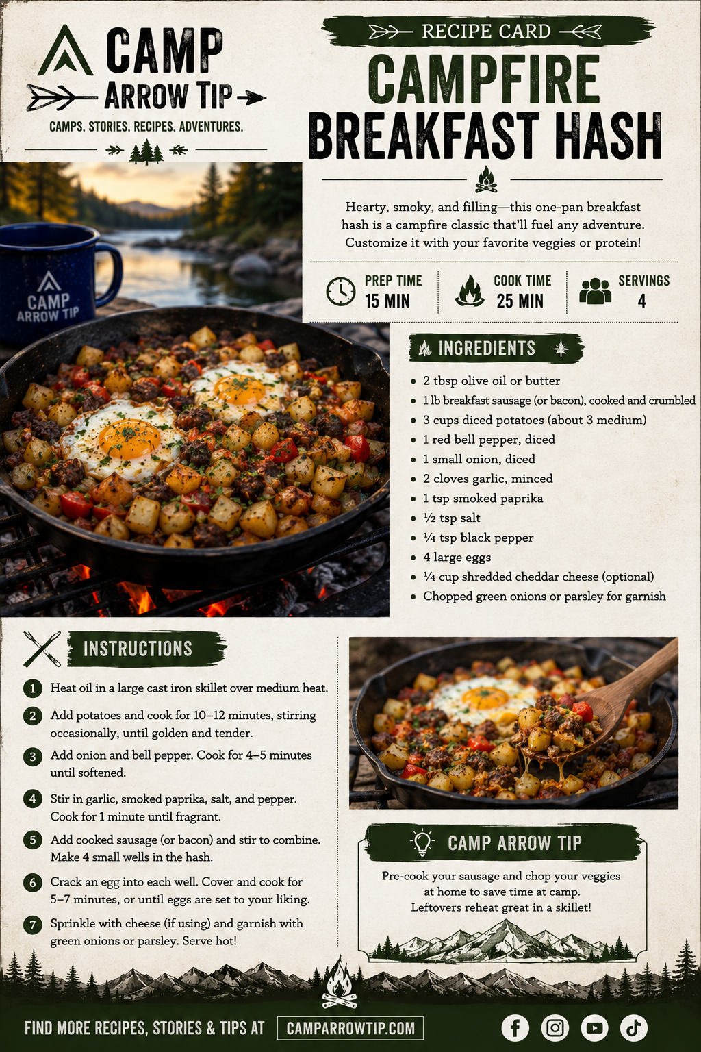 Breakfast hash recipe card