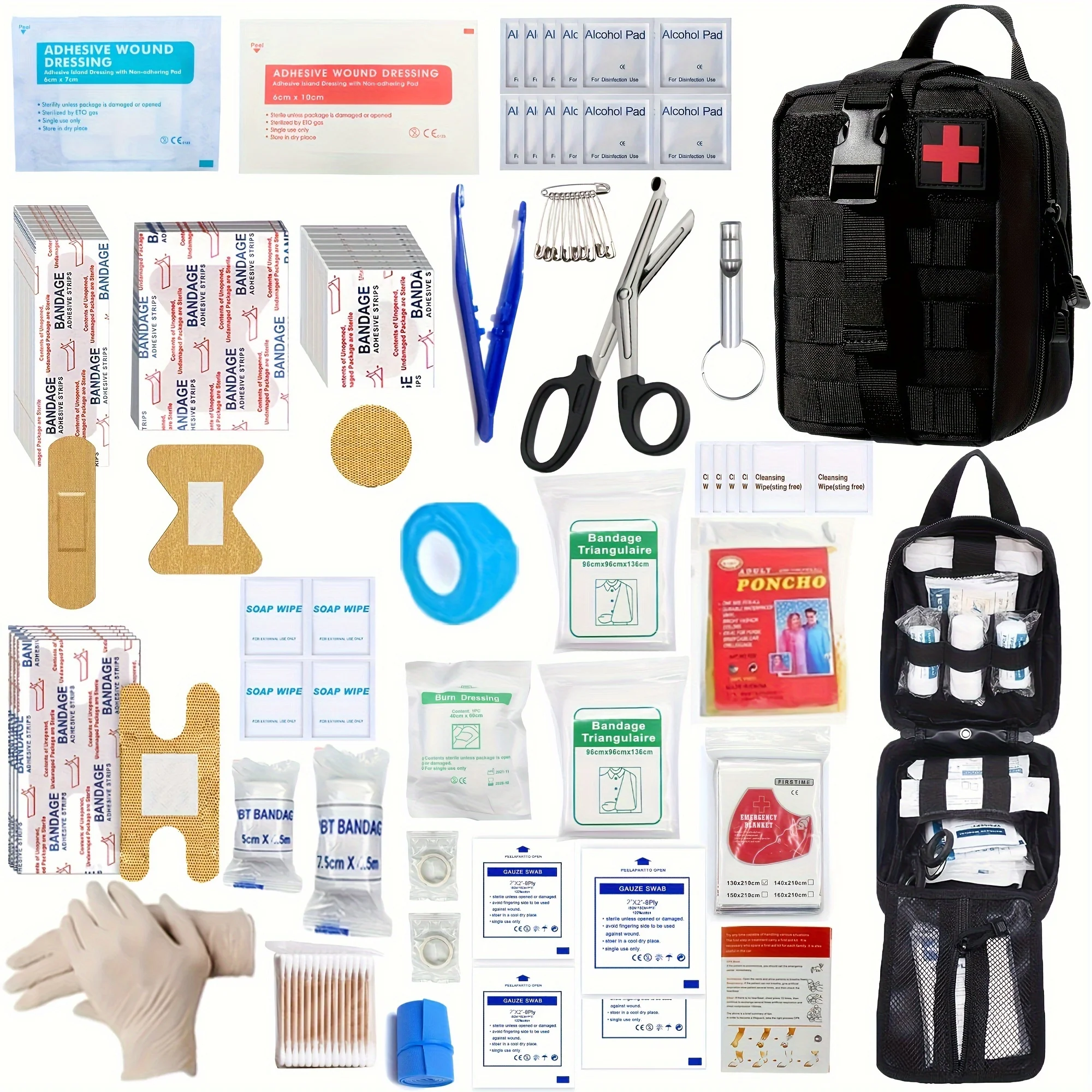 205pcs Universal First Aid Kit for Home, Travel, Outdoor & Emergency. Compact & Complete. Fast Delivery! - Image 5