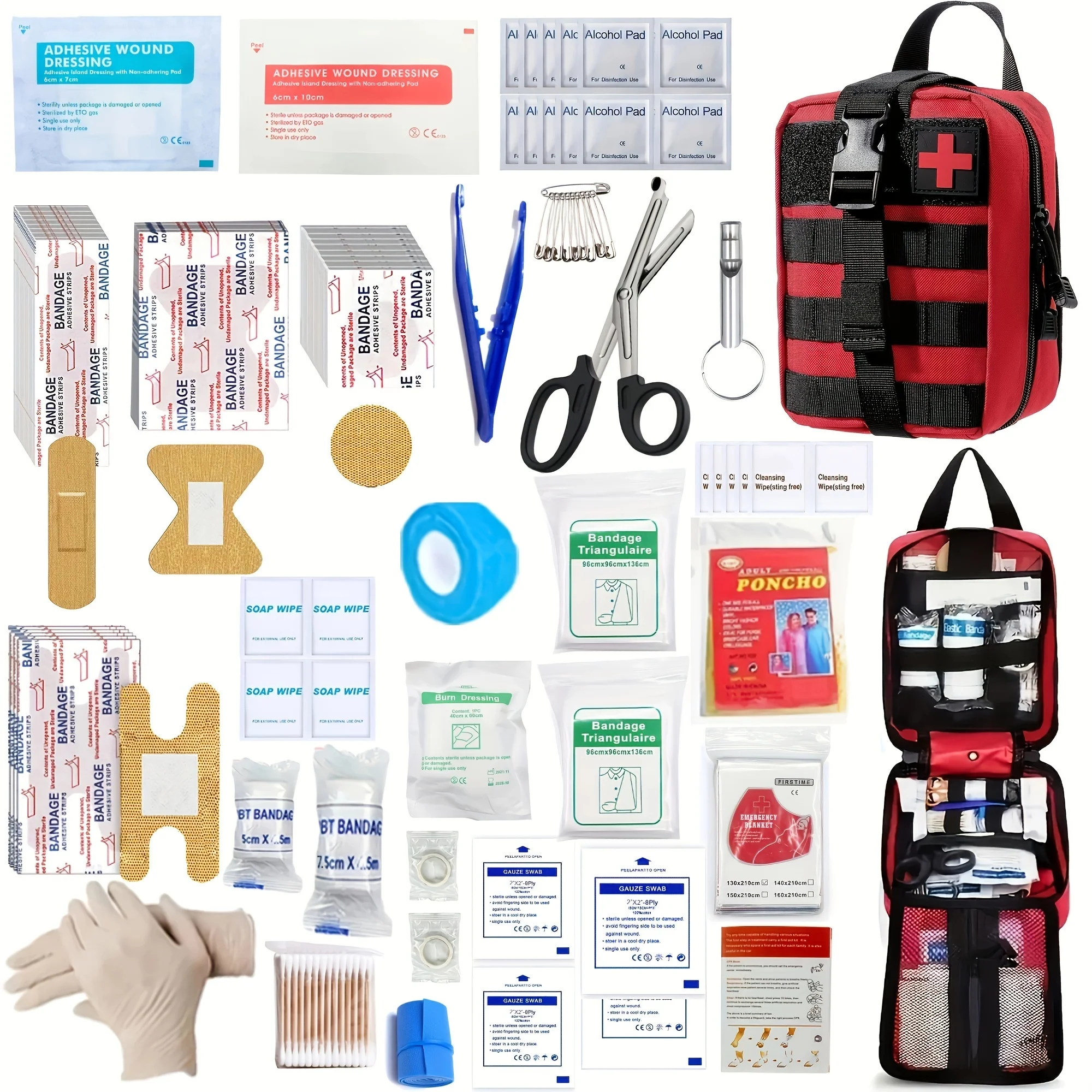 205pcs Universal First Aid Kit for Home, Travel, Outdoor & Emergency. Compact & Complete. Fast Delivery! - Image 6