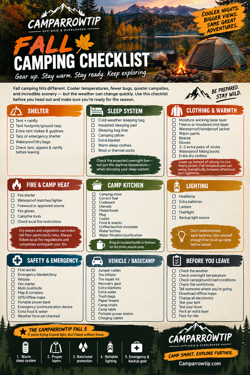 Camparrowtip Fall Camping Checklist